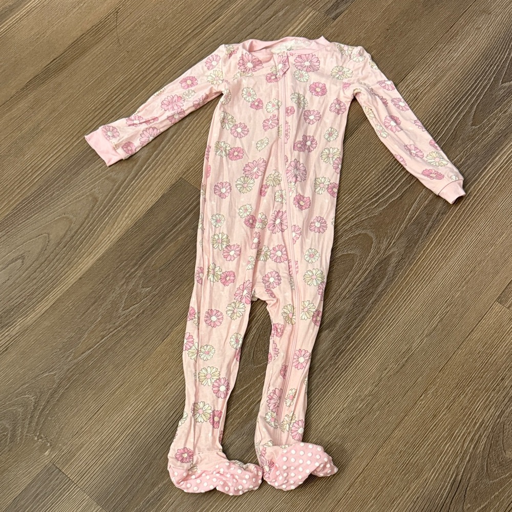 NWOT Milkberry pink floral print bamboo viscose footie